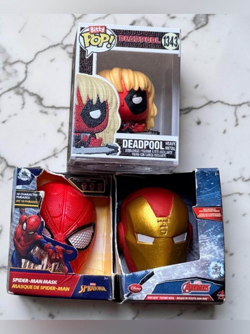 MARVEL | Deadpool Bitty Pop Bundle | Spider-Man Iron Man Mini Masks